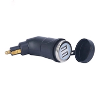 Soket Pengisi Daya Mobil USB Ganda 12V-24V Lampu LED Biru Penutup Debu Tahan Air Stopkontak USB Terpasang untuk Sepeda Motor