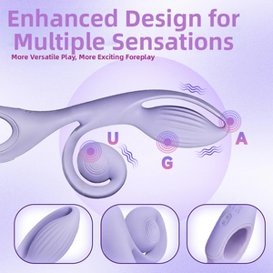 Mainan Seks Getar Ganda Ergonomis - <span class=keywords><strong>Stimulator</strong></span> Ujung Daun & Bola Unik, Vibrator Kelinci Silikon 10 Mode dengan Pegangan Cincin Jari - Product Image 3