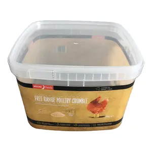 3L square bucket plastic container with lid transparent clear for food pastry jam with IML pet dog food cat litter sand