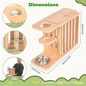 Soporte de agua de madera para hámster, soporte vertical para botella de agua, comedero para pez globo, comedero para mascotas pequeñas - Product Image 2