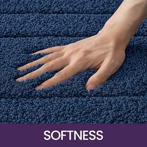Alfombra de Baño Moderna de Microfibra Azul Marino de 40 x 60 cm, Antideslizante, Suave, Absorbente, Lavable a Máquina - Product Image 3