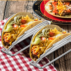 Soporte para Tacos y Exhibidor de Burritos de Acero Inoxidable, Reutilizable, Degradable, de Forma Ovalada, para Restaurantes y Cocinas Mexicanas - Product Image 1