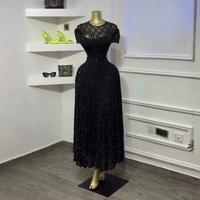 HK75767 Robes d'automne pour femmes, vente chaude, décontractées et élégantes, col rond, manches courtes, ajustées, froncées, en dentelle, avec robe intérieure
