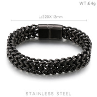 Bracelet cubain multi-couleurs double rang en acier inoxydable poli, chaîne de quille tressée double rangée avec fermoir magnétique pour homme