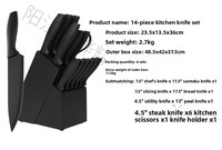 Ensemble de couteaux de cuisine multifonctionnels en acier série 3Cr, 12 pouces, style simplicité moderne, comprenant un couteau de chef, un couteau à viande, un couteau à pain, un couteau à steak et un couteau à dépecer, avec manche en plastique