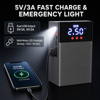 Kit d'urgence routier : Démarreur de batterie avec pompe à air, gonfleur de pneus, batterie externe USB et lampe LED pour les propriétaires de voitures en voyage hivernal