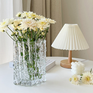 Vase en verre de style européen, luxe léger, haut de gamme, vase en verre de glacier, vase pour culture aquatique, décoration de table à manger, hôtel, maison, ornements - Product Image 1
