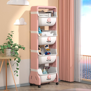Organiseurs de rangement en plastique colorés à 4 niveaux <span class=keywords><strong>pour</strong></span> <span class=keywords><strong>jouets</strong></span> d'enfants, étagère sur roulettes, type autoportant, étagère de salon - Product Image 2