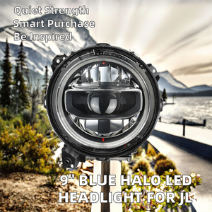 ไฟหน้า LED แบบวงแหวนสีน้ำเงินขนาด 9 นิ้ว OEM สำหรับรถจี๊ปแรงเลอร์ JL ไฟหน้าแบบกำหนดเองสำหรับ JL - Product Image 2