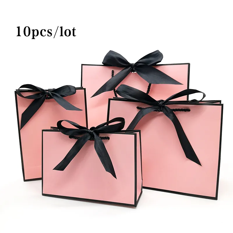 Bolsa de presente para livros de roupas, belas caixas de papelão rosa de presente dourado para livros de roupas embalagem caixa de papel embalagem saco de presente