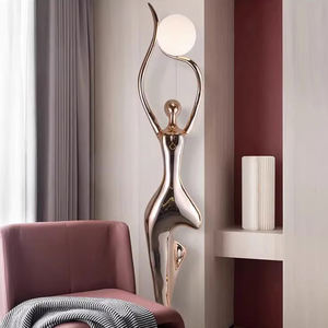 Moderna resina de fibra de vidrio en forma de bola Hugger escultura lámpara de pie iluminación interior para el hogar habitación comedor y cocina - Product Image 2