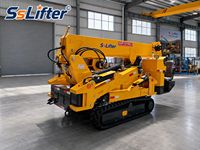 Mini-grue robuste avec flèche hydraulique pour travaux d'installation de toitures sur chantier