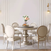 Ensemble table et chaises en bois massif de luxe léger de style américain Mobilier de salle à manger pour la maison 6 places Table ronde avec plateau tournant