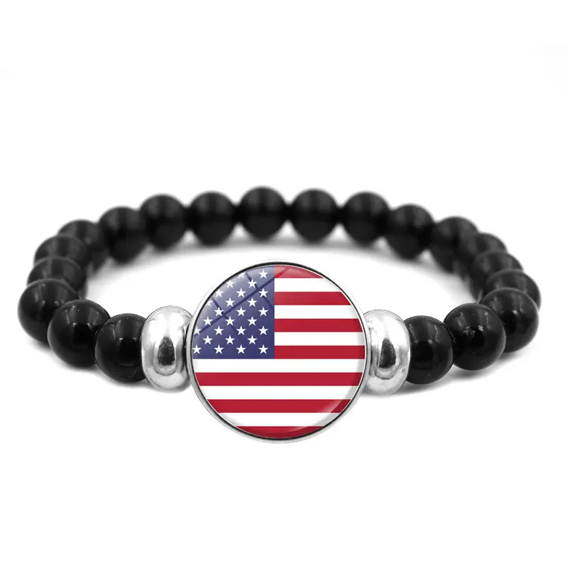 32 Country 2022 Football CUP Natural Stone Beads Elastic Bracelet Qatar Soccer National Country Flag Souvenir Bracelet