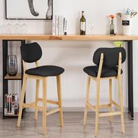Chaise de bar simple à dossier haut en hêtre noir, chaise de loisirs en cuir pour la maison, le bureau, la cuisine