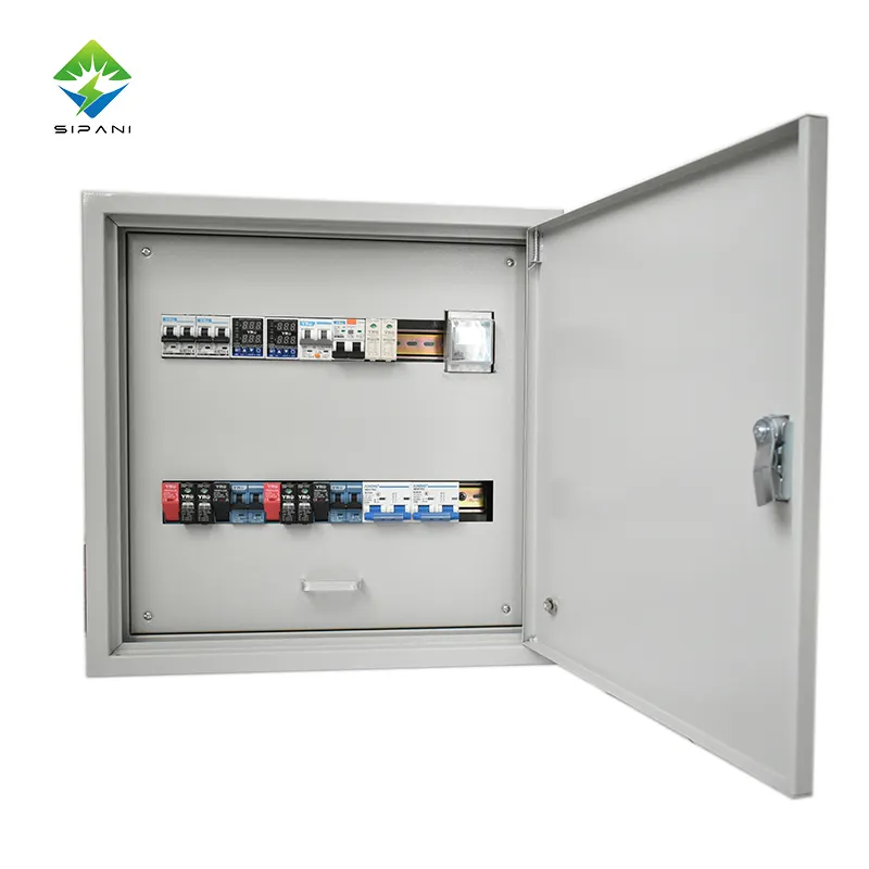 AC çift güç dağıtım kutusu 63A 2P ev güneş paneli enerji sistemi zaman kontrol anahtarı ile komple Set dağıtım kutusu