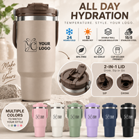 TYESO Gobelet isotherme avec paille rabattable et couvercle à bec, Bouteille d'eau à isolation sous vide, Tasse à café en acier inoxydable à double paroi, Mug de voyage anti-fuite