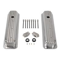 Pour Chevrolet SBC, couvercles de soupapes courts en aluminium poli à ailettes, 87-97, fixation centrale, 5.0L 5.7L 305 350 Vortec TBI, soupape de reniflard de 1-1/4 pouces