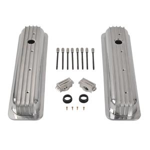 Coperchi Valvole Corti in Alluminio Lucidato Alettato per Chevy SBC 87-97 con Bullone Centrale 5.0L 5.7L 305 350 Vortec TBI, Sfiato da 1-1/4 Pollici - Product Image 1