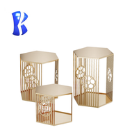 Présentoirs à gâteaux de luxe en acier inoxydable doré pour buffet, décoration de table de mariage, rehausseur de buffet, utilisation en hôtel et restaurant, vaisselle