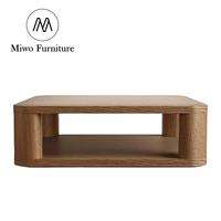 Table basse contemporaine en bois de chêne brun au design carré, table centrale vintage pour salon, hôtel, appartement