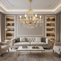 Lustre suspendu moderne de luxe en cristal doré, réglable en hauteur, pour hôtel, villa, décoration de mariage, chambre
