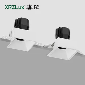 XRZLux lampu sorot Led langit-langit tersembunyi 10W, lampu LED persegi langit-langit tanam Anti silau aluminium ETL pencahayaan dalam ruangan