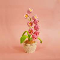 BH Handgefertigte Gehäkelte Wollgarn-Maiglöckchen Mini-Topfpflanze Künstliche Blumen Valentinstag Weihnachten Hochzeitsgeschenk