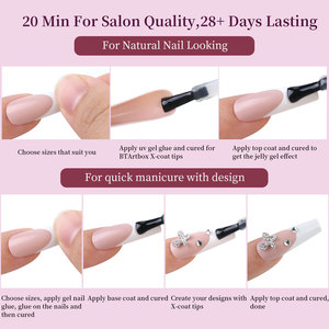 Lot de 288 faux ongles en acrylique style français, couvrants, à presser, colorés et sans couture, avec colle amovible pour doigts - Product Image 4