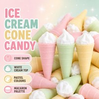 Pastelkleurige ijshoorntjesvormige marshmallow zoete roomtopper hoorntjes marshmallow snoepgoed groothandel