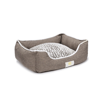 Lit pour chat de luxe OEM avec imprimé bois, housse amovible et lavable, 40x30x8 pouces, logo personnalisé, rembourrage en polyester, idéal pour les voyages
