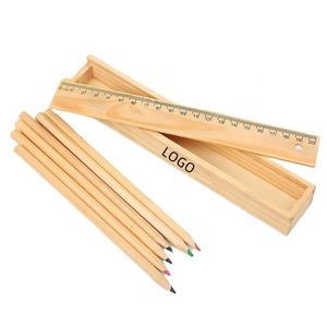 Regla de Papelería con Logotipo Personalizado en Oferta, Juego de Reglas de Madera en Caja de Madera, Regalo Personalizado de Fábrica - Product Image 1