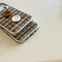 Coque de téléphone anti-traces de doigts en acrylique à motif quadrillé marron style rétro INS pour iPhone 17 16 15 14 13 Pro Max