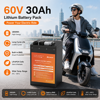 Batterie lithium-ion 60V 30Ah pour moto électrique, scooter électrique, vélo électrique, véhicule à deux roues, batterie rechargeable avec BMS