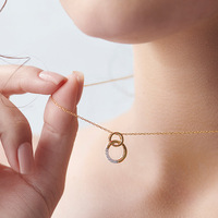 Collar de Plata S925 Serie Mobius con Doble Anillo, Moderno, Versátil, de Alta Gama, Personalizado, Ligero y de Lujo para Mujer