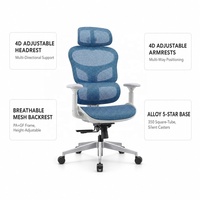 Chaise de bureau exécutive de luxe à dossier réglable en maille, design moderne, ergonomique, pivotante, accoudoirs 4D, multifonction, soutien lombaire, pour salle à manger