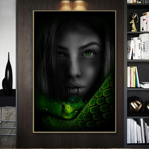 Quadro su Tela Astratto in Bianco e Nero con Donna Sexy e Leone, <span class=keywords><strong>Poster</strong></span> e Murales per Decorazione <span class=keywords><strong>Camera</strong></span> <span class=keywords><strong>da</strong></span> <span class=keywords><strong>Letto</strong></span>, Dipinto in Porcellana Cristallina - Product Image 4