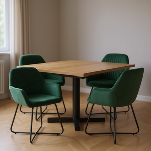 Set di 4 sedie da pranzo in velluto verde con gambe in metallo, design moderno, comfort per l'arredamento della casa - Product Image 2