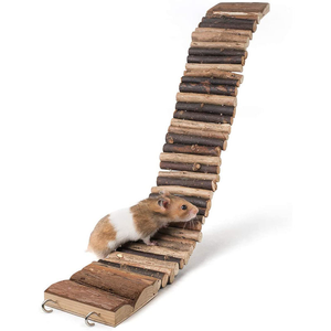 Échelles en bois naturel Hamster Jouets Friendly Wooden Bark Pet Toy Durable Robuste Clôture en bois Cage Décorations - Product Image 1