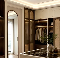 Système de dressing intégré moderne et réglable de qualité supérieure avec étagères ouvertes éclairées par LED pour dressing de villa