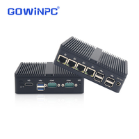 Mini PC Industrial sin Ventilador con Intel Celeron N2840 de Cuatro Núcleos, 4GB DDR3, 64GB SSD, Puertos COM Duales para Firewall y Virtualización