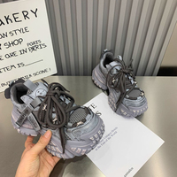 Baskets décontractées à lacets pour femmes, style 'Dad Shoes', à semelle épaisse et compensée, pour le printemps