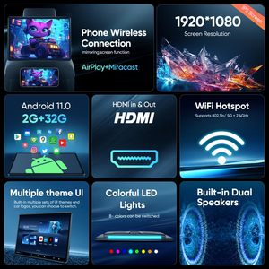 Moniteur d'appuie-tête tactile IPS 13,5 pouces Android 14 pour voiture, <span class=keywords><strong>lecteur</strong></span> vidéo arrière avec 2+32 Go, vidéo <span class=keywords><strong>4K</strong></span>, entrée/sortie HDMI - Product Image 3