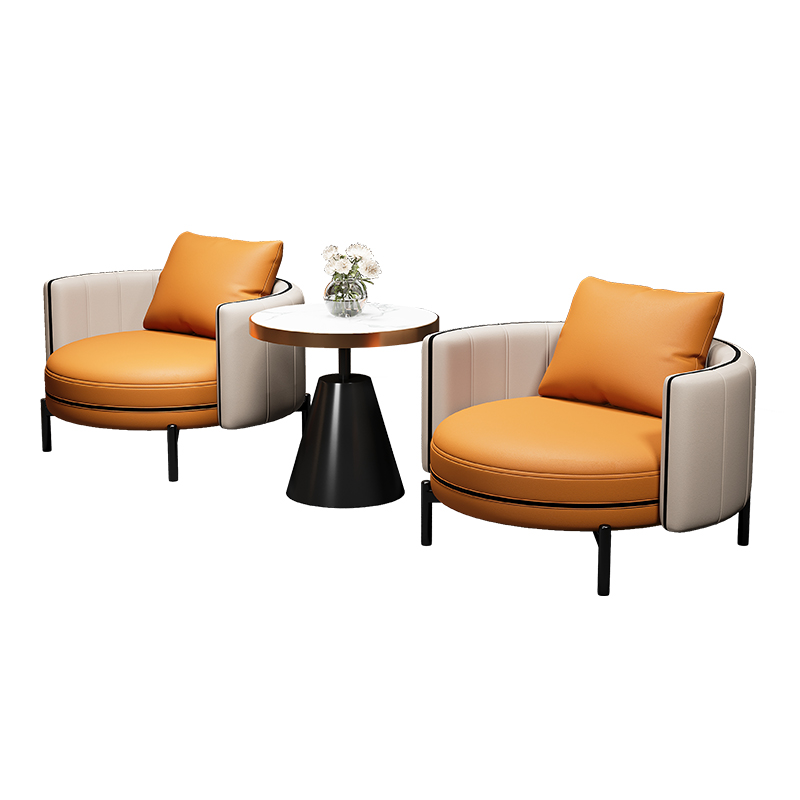 Orange + gris (une table et deux chaises)
