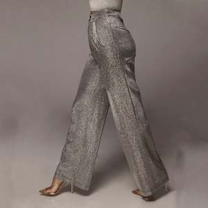 Dropshipping High Street <strong>Sparkly</strong> Elastic Waist Woman Glitter Bright Loose <strong>Wide</strong> <strong>Leg</strong> Pants Baggies <strong>Trousers</strong> Casual Pants Women - Product Image 4