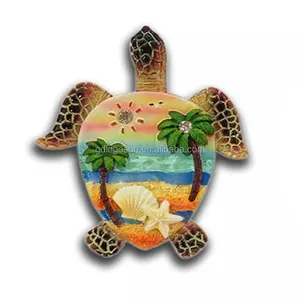 Beautiful Beach Gifts Palm Tree Resin Sea Turtle Decorative Figurines Shell Starfish Turtle Sea Resin Fridge Magnet Souvenirs