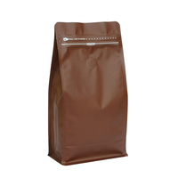 Sacs d'emballage pour café en aluminium à fond plat avec valve et fermeture éclair, scellés sur huit côtés, personnalisables, 125G, 250G, 500G, 1Kg