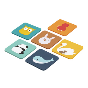 Personalized Custom Logo Cute Animal Rectangle Rubber Coaster Creative Kawaii Rabbit Panda Soft Pvc Coaster for Cup