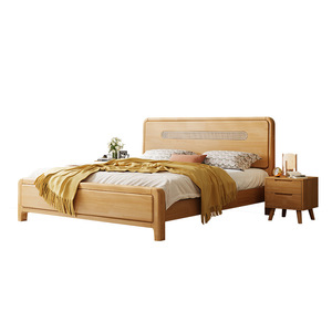 Solid Wood Bed 1.8M Double Size With Storage Bedroom Furniture Nordic Minimalist Style - Product Image 3