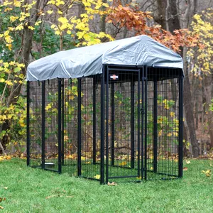 Canil para animais de estimação metal fio de aço resistente extra grande durável canil para cães ao ar livre à prova d'água com telhado